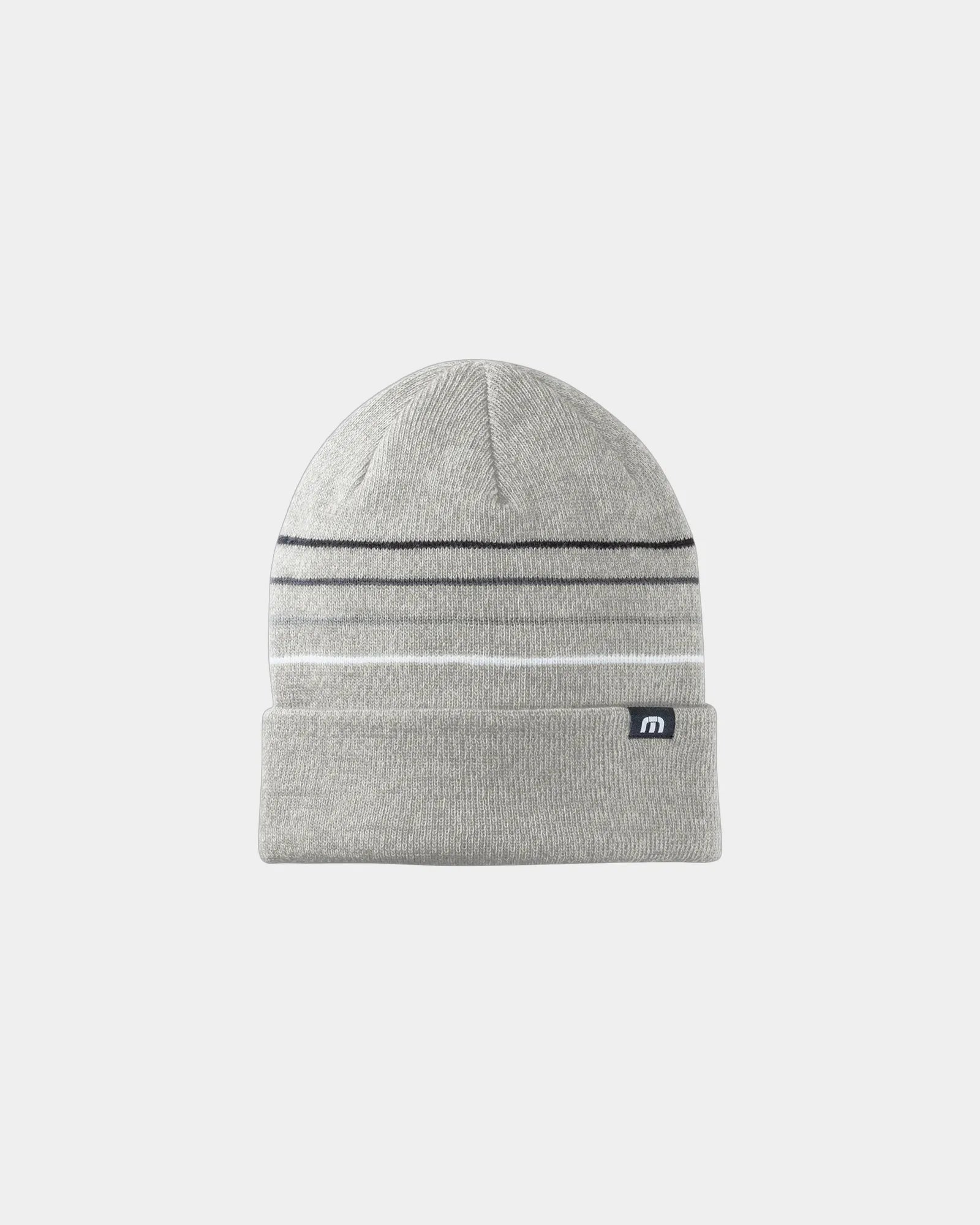 Custom striped cuffed beanie with embroidered logo - Light Gray Heather